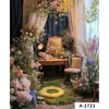 Pintura al Óleo de Chica Francesa Fotografía Transmisión en Vivo Tela de Fondo Pared de Fondo Estereoscópica 3D Jardín de Monet Tela de Fondo para Foto Paisaje