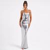 Vestido de Estilo Vacacional Transfronterizo Europeo y Americano con Tirantes Halter Vestido de Playa para el Mar Vestido de Playa para Vacaciones