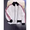 Sudadera cárdigan de estilo americano con rayas de gofre y cuello alto para hombre, otoño casual elegante de alta gama, chaqueta deportiva para pareja