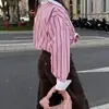 Camisa Rayada de Diseño Retro Francés con Estilo Europeo y Americano, Suave Ambiente Transfronterizo, Puños en Contraste, Moda Casual, Cuello de Solapa Versátil