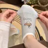 Calcetines finos y transpirables de primavera y verano para mujer, diseño lindo de cachorro de dibujos animados, calcetines invisibles de algodón de corte bajo, antideslizantes, calcetines tobilleros invisibles