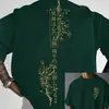 Camiseta Casual de Moda para Hombre, Holgada, Estampado de Flores de Cerezo, Cuello Redondo, Manga Corta, Básica