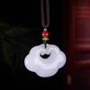 Colgante de Jade de Seda Dorada de Xinjiang Natural y Placa de Paz Hetian Colgante de Jade Blanco, Adecuado como Regalo tanto para Hombres como para Mujeres