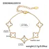 Rueda de la Fortuna Nicho Accesible Lujo Diamante Completo Flor de Cuatro Hojas Pulsera de Acero Inoxidable Chapada en Oro de 18K Moda Joyería Transfronteriza