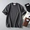 Algodão de fibra longa de Xinjiang! Construção de fio duplo de 260g! Camiseta masculina básica, versátil, de manga curta, gola redonda, cor sólida, para o verão