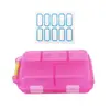 Caixa de pílulas pequena para DIY da Amazon, caixa de pílulas conveniente com 10 compartimentos e adesivos, recipiente portátil para pílulas e vitaminas, caixa de pílulas de plástico PP
