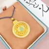 Novo Pingente de Bússola de Cabacinha Dourada Antiga Estilo Chinês para Mulheres, Giratório, Elegante Pingente de Cabacinha Verde Cravejado com Diamantes, Joia