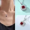 Conjunto de joyería de plata de ley s925, anillo, pendientes, collar, tres piezas, para mujer, joyería de rubí europea y americana, alta calidad, venta al por mayor.