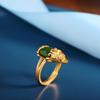 Anel Pixiu em Prata S925 com Jades Hetian Jades Anel Aberto Feminino Moda Transfronteiriço
