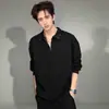 Venta Directa Transfronteriza Pesado Sudadera Polo Media Cremallera Hombre Otoño Diseño Metálico Gama Alta Atractivo Camiseta de Manga Larga