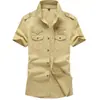 Camisa Casual Resistente para Hombre de Verano 2019 Ropa de Trabajo Estilo Rudo para Exteriores Talla Grande Camisa Militar de Trabajo Hombrera 100% Algodón Camisa Juvenil de Manga Corta para Hombres