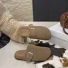 Versão em couro~Sapatos Birkenstock retrô de sola grossa para mulheres, novo estilo de outono, tamancos slip-on de sola macia, bico fechado para uso externo