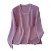 Camisa Básica Elegante com Gola para Outono/Inverno 2026 para Mulheres, Blusa Espessa Estilosa, Suéter de Tricô de Manga Longa com Decote Baixo