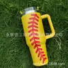 Taza Térmica Serie Béisbol 40 oz Acero Inoxidable 304 Asa con Popote para Coche Protección Frío Taza de Hielo