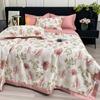 Conjunto de Colcha de Verão Lavável de Tencel 2025 com Quatro Peças, Colcha Refrescante de Seda Gelada de Luxo Leve, Colcha de Ar Condicionado Individual/Casal, Lavável à Máquina