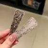 Presilha de Cabelo Triangular de Cristal Exquisita Ultra Brilhante para Franja Lateral, Piranha de Alta Qualidade Estilo Coreano, Acessório de Cabelo