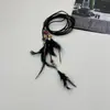 Borla de Microfibra Cuentas de Madera Cuerda para la Cintura Pluma de Pollo Borla Colgante Terciopelo Coreano Accesorios para Ropa Pluma Estilo Étnico Cinturón para Mujer Venta al por Mayor