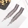 Pendientes de borla de diamante de joyería europea y americana para mujer, moda coreana, pendientes de joyería con pedrería, temperamento, E015