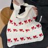 Dopamina Lã Malha New Love Artística Bolsa de Ombro Tote Bolsa de Grande Capacidade Bolsa de Compras XR
