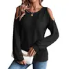 Top de Hombros Descubiertos de Manga Larga con Botones en la Espalda, Nuevo Estilo Otoño e Invierno, Transfronterizo Europeo y Americano, Amazon Temu