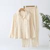 Pijama para Mujer 100% Algodón Puro Primavera y Otoño Cárdigan Floral con Cuello Solapa, Conjunto Casual Holgado de Manga Larga para Estar en Casa