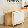 Mesa de comedor plegable para casas pequeñas, ahorra espacio, mesa de comedor ultradelgada con taburetes y sillas escamoteables, mesa de comedor rectangular móvil