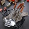 Espátula para cocinar utensilio de cocina juego de cuatro piezas acero inoxidable 304 palisandro espátula para saltear juego anti-escaldaduras mango largo