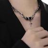 Collar de circonita negra con personalidad de lujo y nicho, joyería japonesa y coreana, cadena de clavícula para mujer, cadena de suéter.