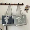 Nova Bolsa Tote de Couro Jeans com Estampa de Estrelas de Grande Capacidade, Bolsa de Ombro/Mão da Moda para o Dia a Dia e Trabalho