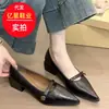 Zapatos de Tacón Alto de Boca Baja Retro de Moda para Combinar con Todo para Mujer con Hebilla de Camelia, Tacón Grueso, Punta Puntiaguda, Elegantes Zapatos Mary Jane