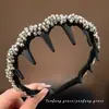 Nueva Exquisita Diadema de Presión Alta para la Frente con Pedrería Completa para Mujer Pinza para el Cabello Goma para el Cabello Accesorios para el Cabello Versátil Diaria Adelgazante Facial