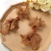 Outono e inverno temperamento francês desejo puro laço de pena de avestruz diy em grande estilo clip de tubarão de princesa acessórios de cabelo material de presilha de cabelo feminina