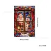 Cubierta de ventana navideña, muñeco de nieve, pingüino, Papá Noel, elfo, tela colgante con patrón de ventana, decoración festiva para ventanas de patio