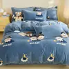 Conjunto de Quatro Peças de Veludo Leite Outono e Inverno Capa de Edredom de Veludo Coral Lençol de Cama Mais Veludo Pelúcia Flanela Conjunto de Três Peças para Cama de Dormitório