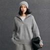 Suéter de Cachemira para Mujer con Solapa, Lingote, Aguja, Moda Casual, Simple, Versátil, Tejido de Punto, Nuevo Estilo Otoño e Invierno, Tejido de Punto de Cachemira