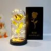 Regalo Creativo para el Día de San Valentín Flor de Papel de Aluminio Rosa Dorada Artificial Fuente de Luz Nocturna Adornos de Fábrica para el Cumpleaños de la Novia y el Día de San Valentín Chino