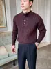 Clássico Design Dois em Um Outono/Inverno Camada Dupla Gola Meia-Alta Textura Torcida Aconchegante e Espesso Suéter de Tricô para Homens