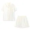 Pijama de mujer estilo ins coreano, conjunto de manga corta 100% algodón, cárdigan de verano pijama sencillo, ropa de casa para mujer