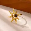 Anel de pedra olho de tigre mais vendido internacionalmente, anel aberto irregular martelado com franja vintage e sol, luxo leve e elegante, disponível para dropshipping