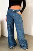 Calça Jeans de Trabalho Retrô Americana de Cintura Alta para Mulheres com Pernas Largas e Design Comprido até o Chão, Estilo Hot Girl