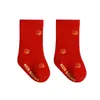 Calcetines Nuevos para Bebé para Otoño e Invierno, Calcetines de Rizo para Recién Nacido de Algodón Peinado, Calcetines Rojos Gruesos Cálidos de Media Pantorrilla para Año Nuevo