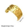 Pulsera de Acero Inoxidable Chapado en Oro de 18K de Estilo Nuevo Europeo y Americano que Conserva el Color para Mujer, Pulsera Abierta de Acero de Titanio con Diseño de Flor y Hoja de Gama Alta