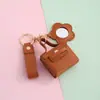 Colgante de Almacenamiento para Bolso Pequeño Estilo Coreano con Espejo Bolsa para Auriculares Llavero Colgante Bolso Mini de Piel Sintética Llavero
