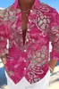 Nueva Camisa Casual de Manga Larga Transfronteriza Europea y Americana 2024 Estampado de Tortuga Manga Larga Hawaiana Explosiones Transfronterizas