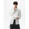 Camisa de Seersucker Texturizada Encogida por Sal para Hombre, Chaqueta de Marca Trendy de Primavera, Camisa con Protección Solar