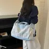 Bolsa de Viagem Tote Expansível Leve Transfronteiriça para Viagens de Curta Distância Bolsa de Bagagem de Embarque para Viagem de Negócios com Compartimento Independente para Sapatos Listrado
