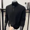 Sudadera unisex de terciopelo alemán doble cara con seda y lana, nuevo modelo otoño 2026, cuello alto con media cremallera, camisa básica casual para hombre