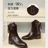 Botas de Equitação Femininas Bico Fino Salto Bloco 2026 Outono/Inverno Novas Salto Baixo Solado Macio Versátil Retrô Botas Curtas para Mulheres
