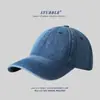 Boné de Baseball Liso em Jeans com Circunferência de Cabeça Grande, Estilo Vintage, Proteção Solar para Primavera e Verão, Estilo Street Versátil, Aba Curva, Boné tipo Bico de Pato Unissex