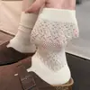 Meias brancas de malha vazada estilo preguiçoso para mulheres, finas e respiráveis para primavera e outono, estilo japonês, versáteis, casuais, estilo slouch